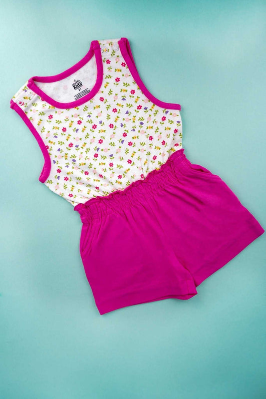 Kids HQ - Hot Pink Printed Jumpsuit - MixMax