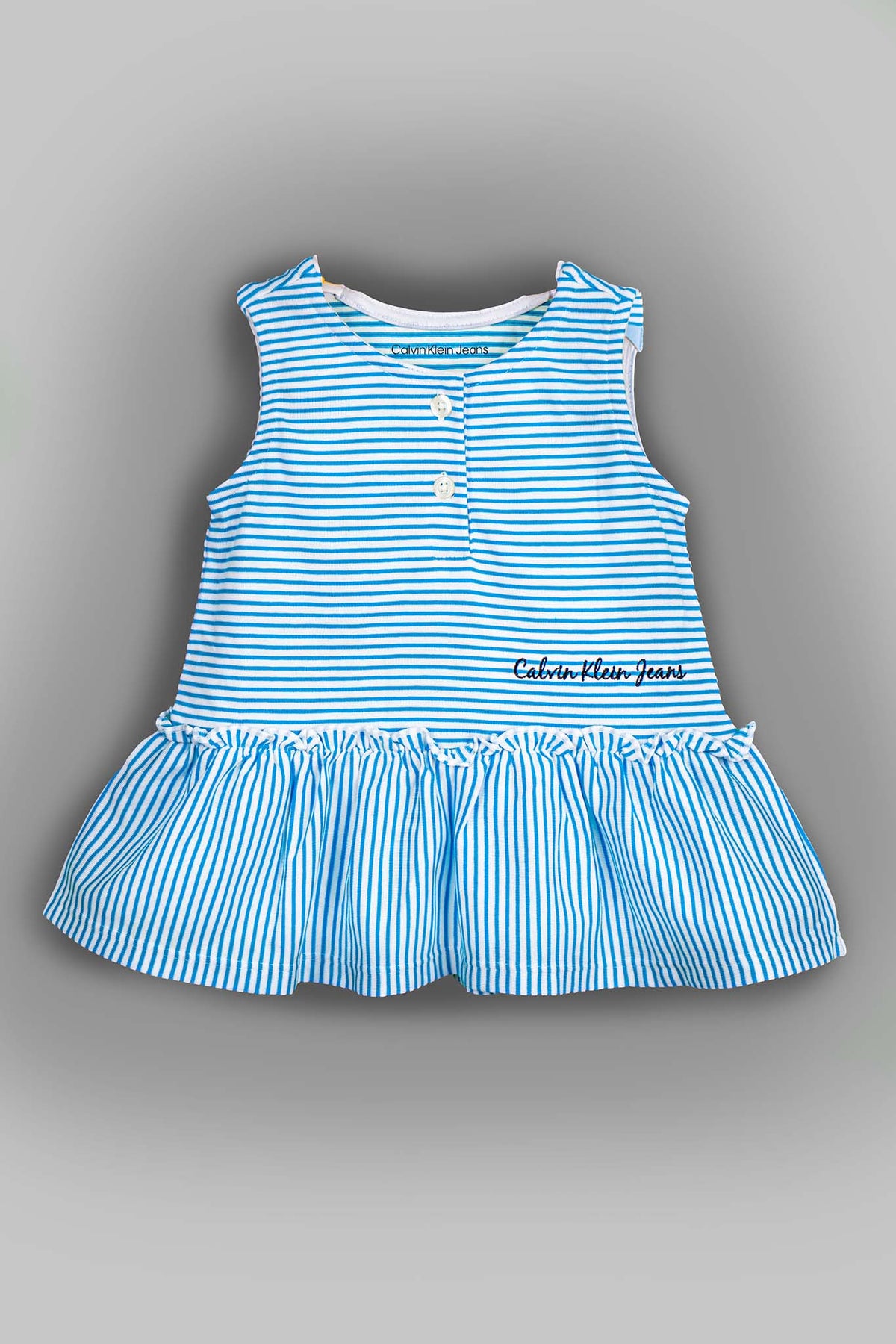 Calvin Klein - Blue Striped Frill Frock Set - MixMax