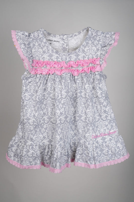 Calvin Klein - Grey with Pink Frill Frock Set - MixMax