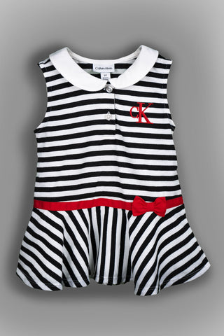 Calvin Klein - Pinstripe Ribboned Frock Set - MixMax