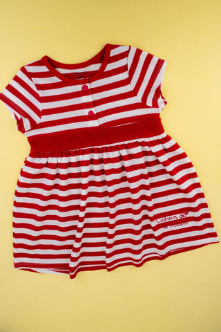 Calvin Klein - Red and White Striped Stretch Frock Dress (Thick Line) - MixMax