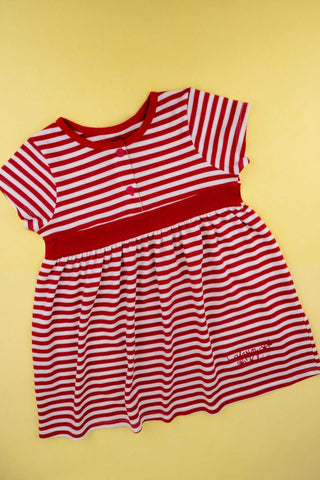 Calvin Klein - Red and White Striped Stretch Frock Dress (Thin Line) - MixMax