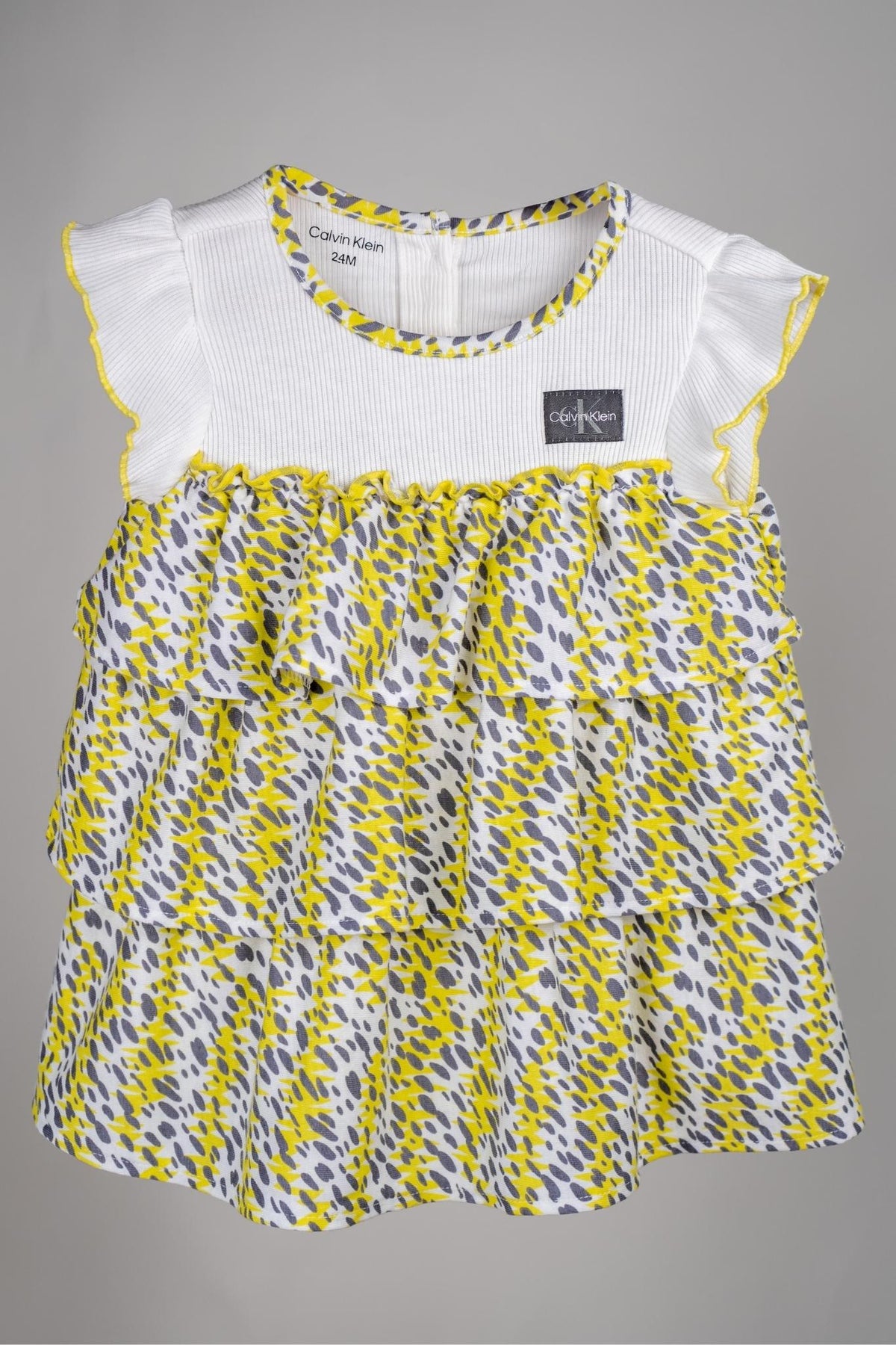 Calvin Klein - Tiered Yellow Leopard Print Frock with Leggings Set - MixMax