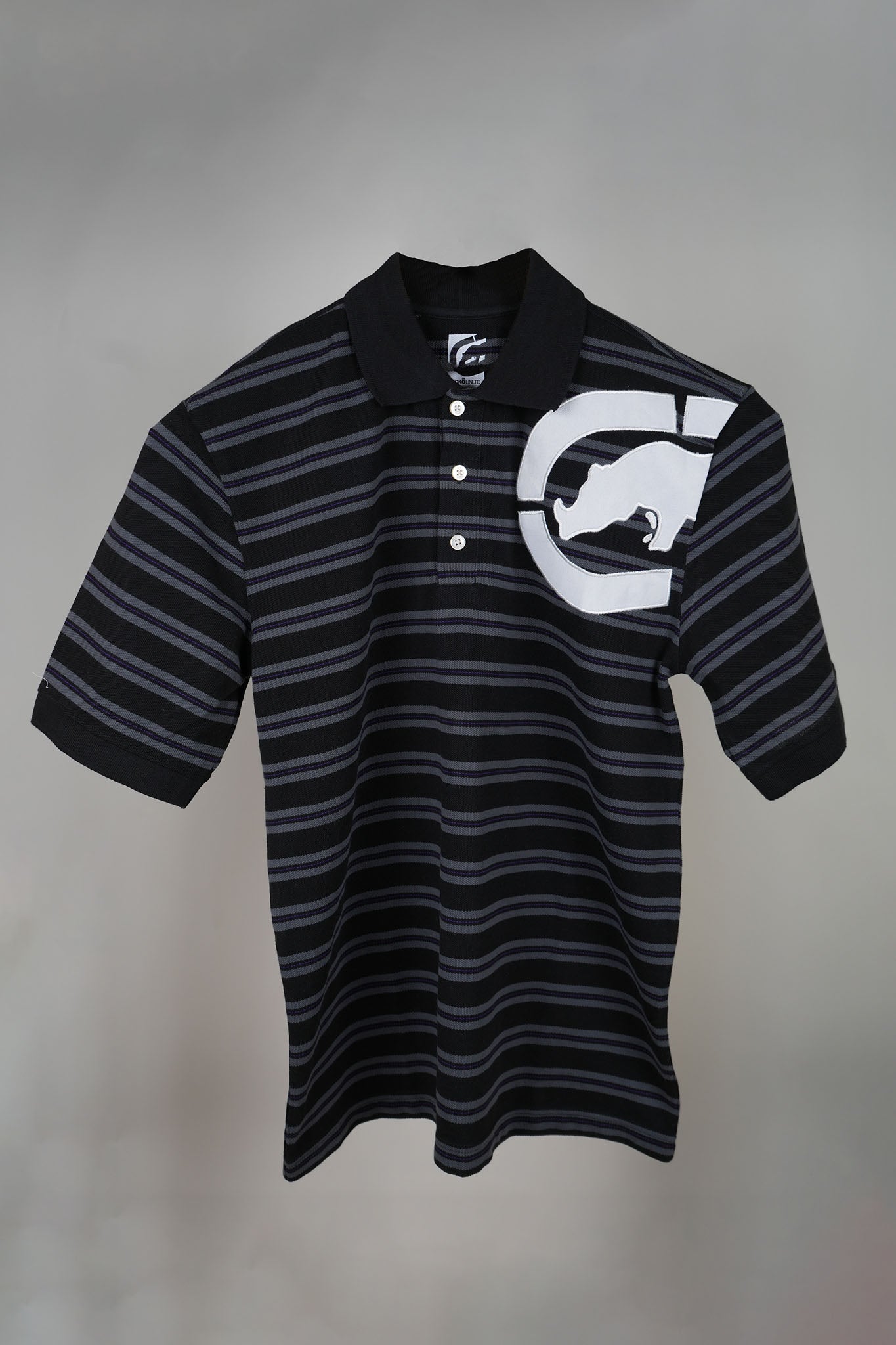 Ecko - Black and Grey Striped Polo Shirt - MixMax