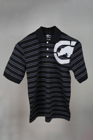 Ecko - Black and Grey Striped Polo Shirt - MixMax