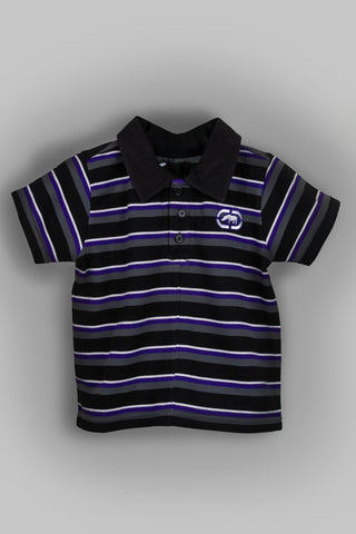 Ecko - Black Grey and Purple Striped Polo Shirt - MixMax