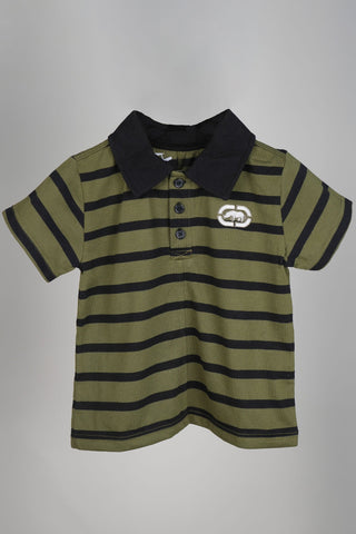 Ecko - Olive Green and Black Striped Polo Shirt - MixMax