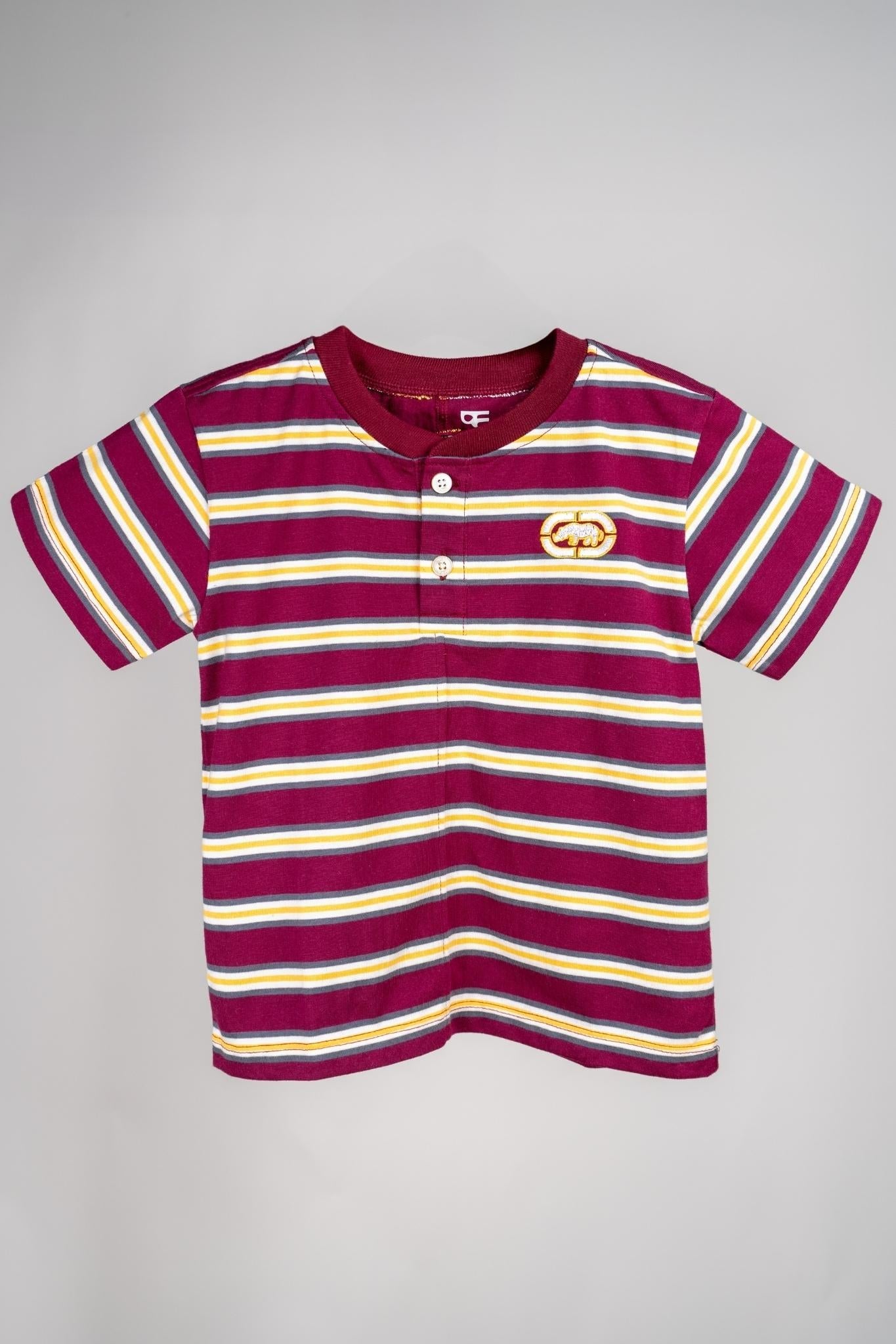 Ecko - Simple Maroon and Yellow Striped Shirt - MixMax