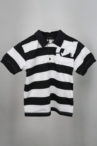 Ecko - Thick Striped White and Black Polo shirt - MixMax