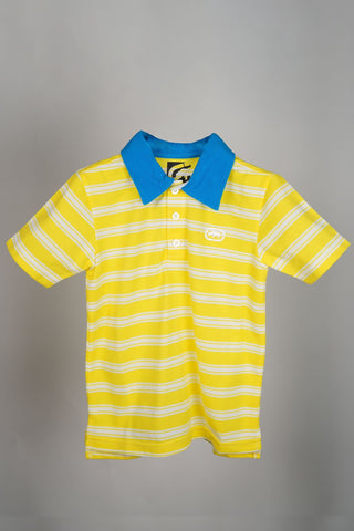 Ecko - Yellow and White Striped Polo Shirt (Blue Collar) - MixMax