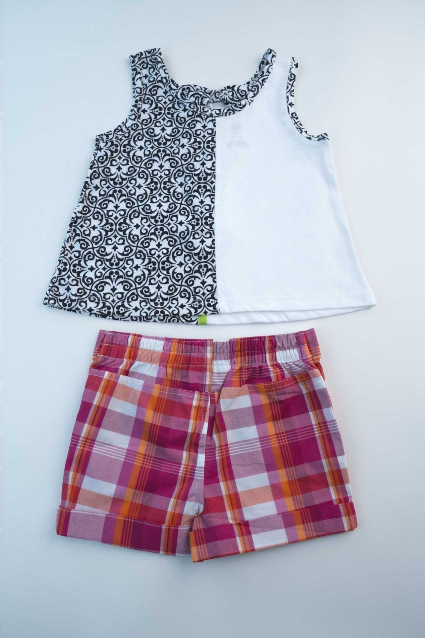Kids HQ - 3d Flower Set (Pink Checkered Shorts) - MixMax