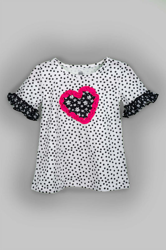 Kids HQ - 3D Heart Polka Dot Set With Leggings - MixMax