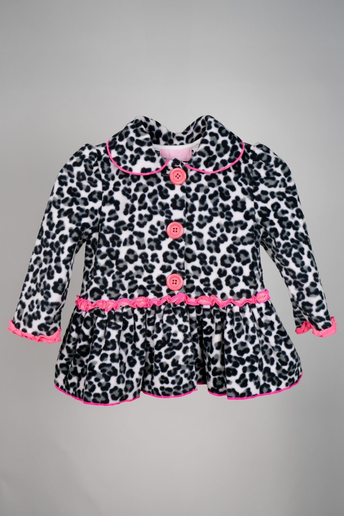 Kids HQ - Black Cheetah Print Coat Frock Set with Pink Lining - MixMax