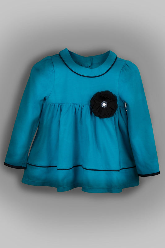 Kids HQ - Black Flower Blue Frock Set - MixMax