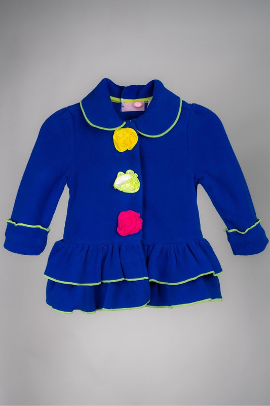 Kids HQ - Blue Coat with Multicolour Flowers - MixMax