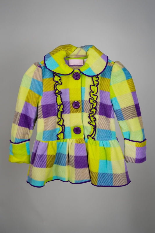 Kids HQ - Green and Purple Striped Coat Frock Set - MixMax