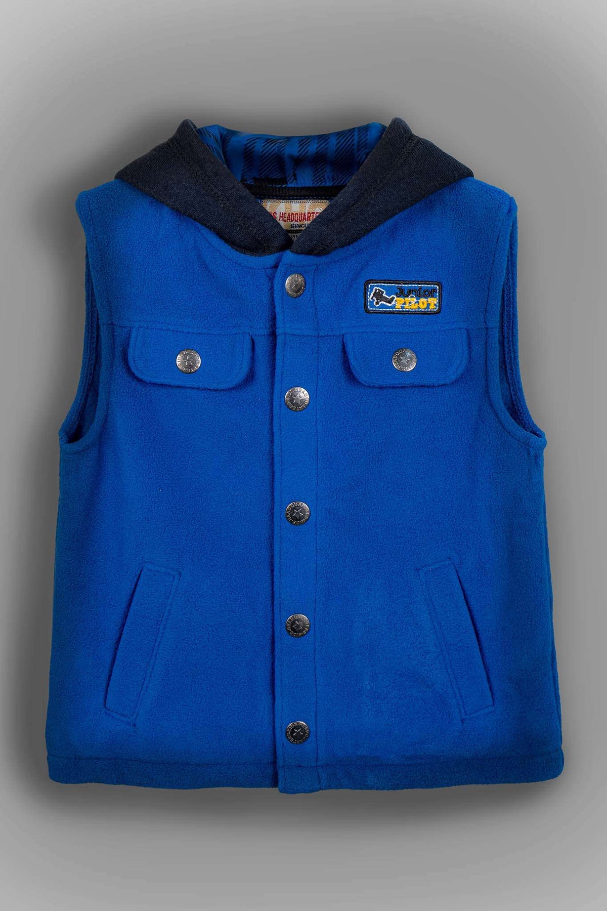 Kids HQ - Junior Pilot Blue Sleeveless Hoodie - MixMax