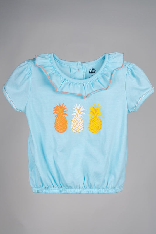 Kids HQ - Light Blue Pineapple Frill Frock Set - MixMax