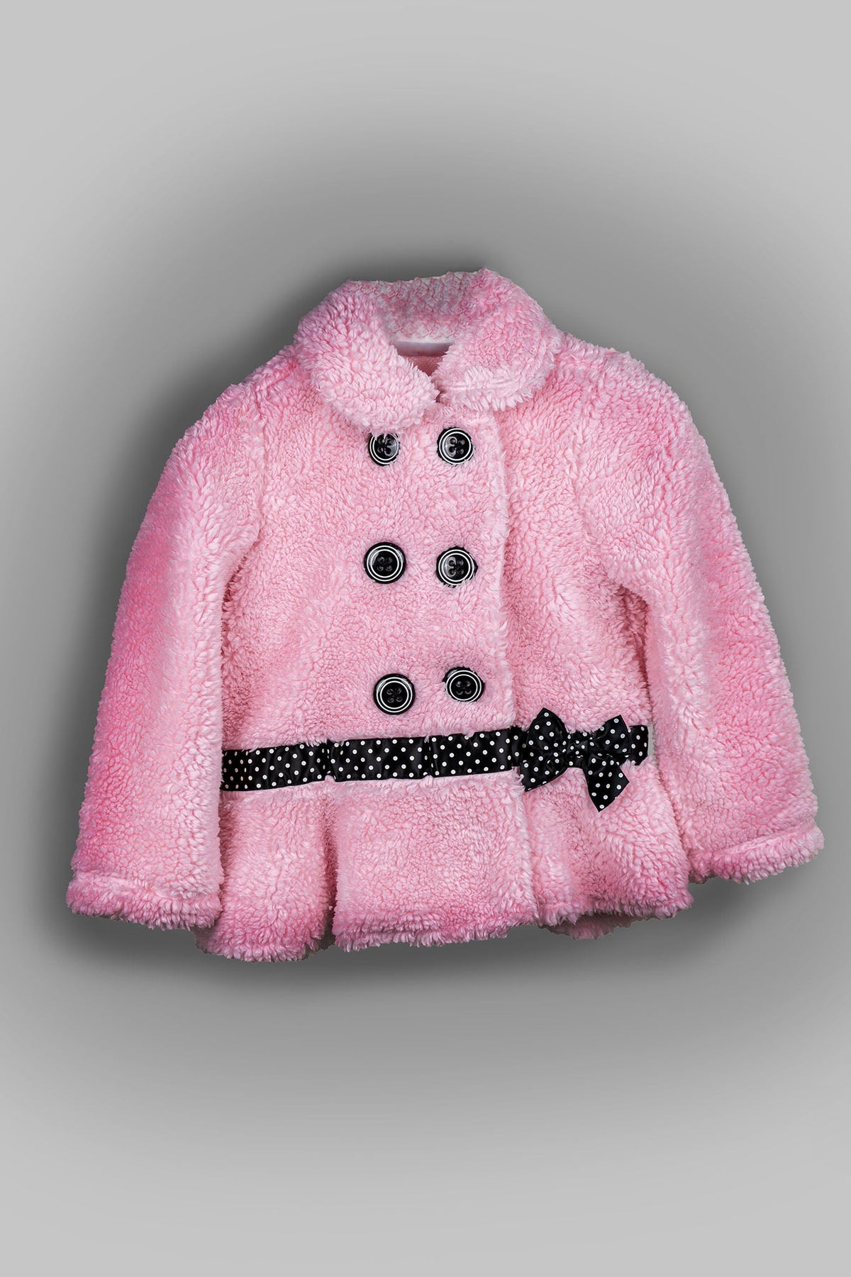 Kids HQ - Pink Fluffy Coat with Polka Dots Set - MixMax