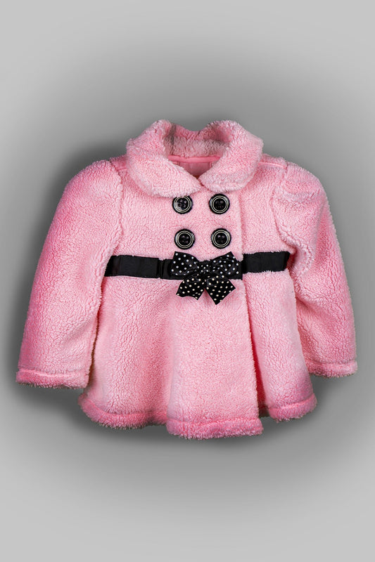 Kids HQ - Pink Furry Ribboned Coat Set (Circle Pattern) - MixMax