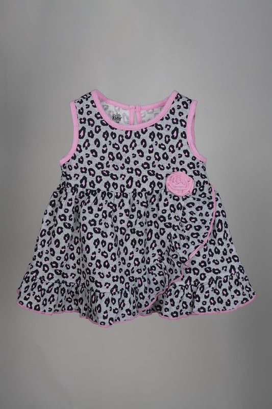 Kids HQ - Pink Leopard Print Ruffle Frock - MixMax