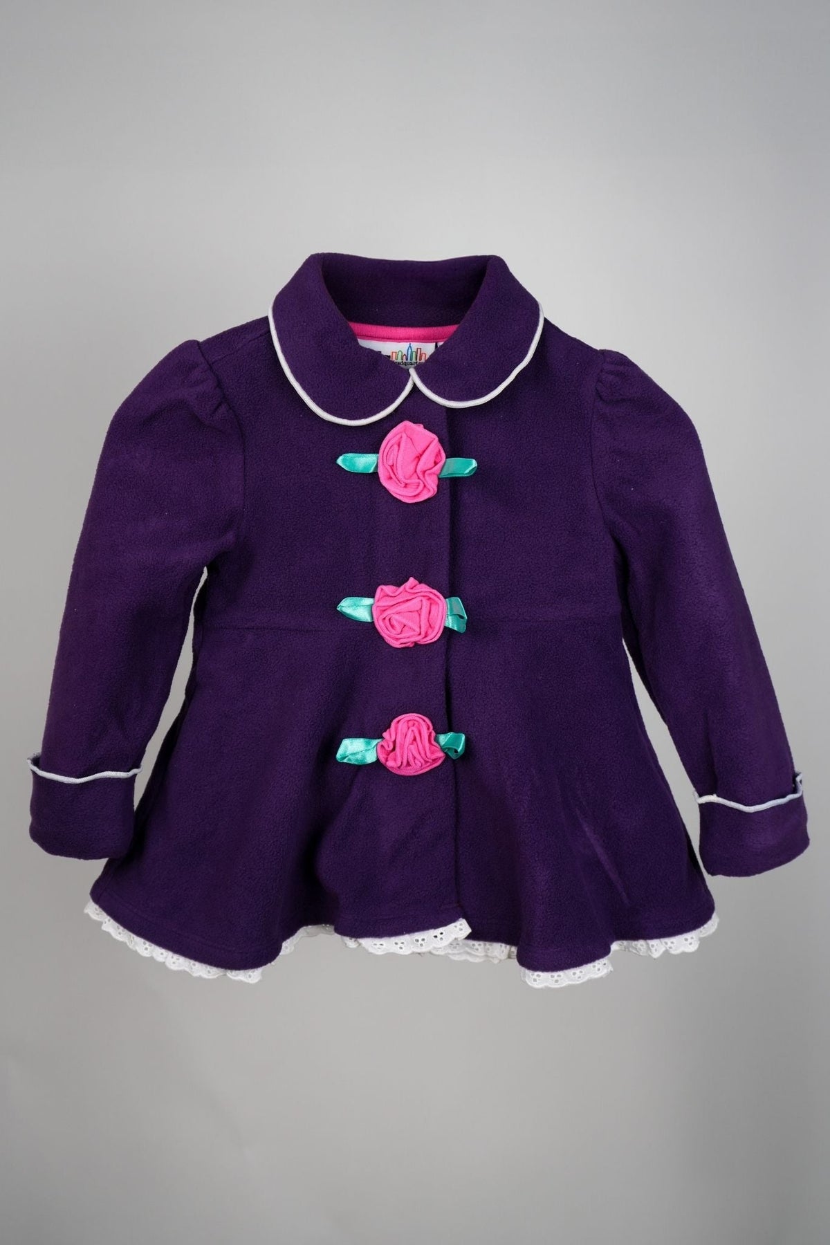 Kids HQ - Purple Coat Frock Set with Pink Flowers - MixMax