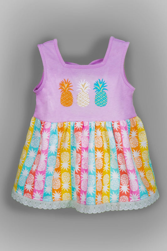 Kids HQ - Purple Pineapple Print Frock - MixMax