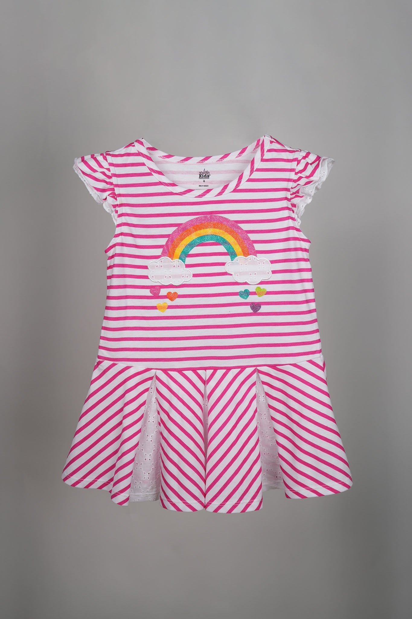 Kids HQ - Rainbow Striped Frock with Leggings Set - MixMax