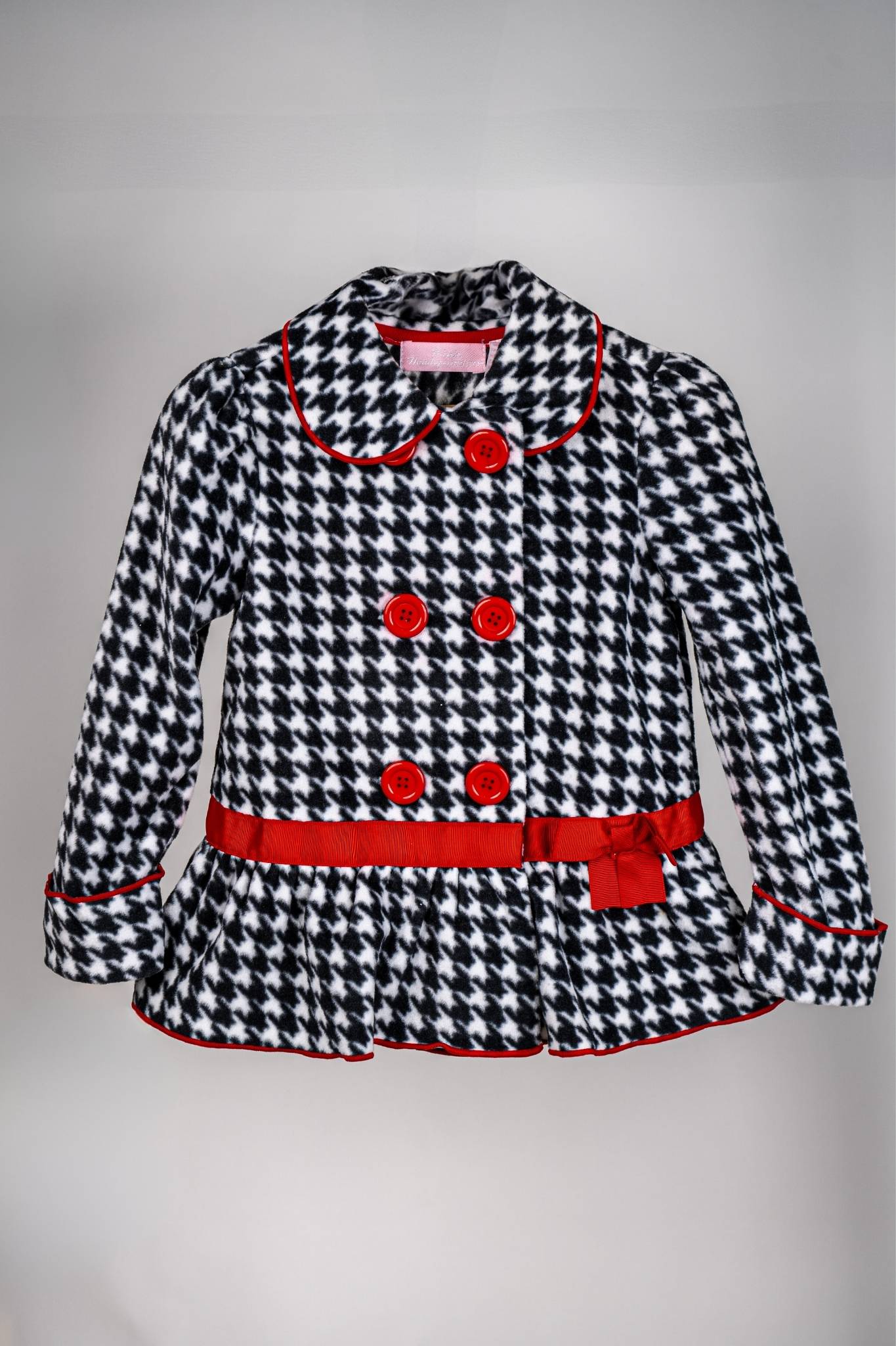 Kids HQ - Red Ribboned Black and White Coat with Leggings - MixMax