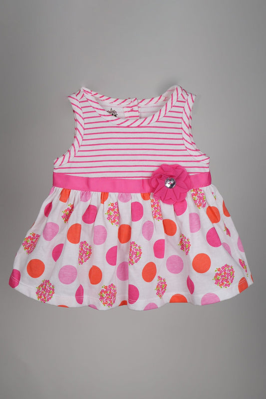 Kids HQ - Striped and Dotted Pink Frock Set - MixMax