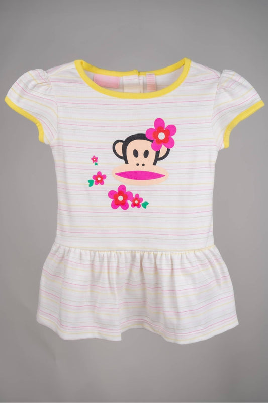 Kids HQ - Striped Monkey Yellow Frock - MixMax