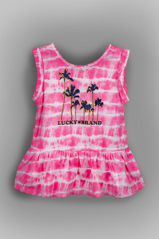 Lucky X - Palm Tree Design Pink Cloudy Frock Set - MixMax