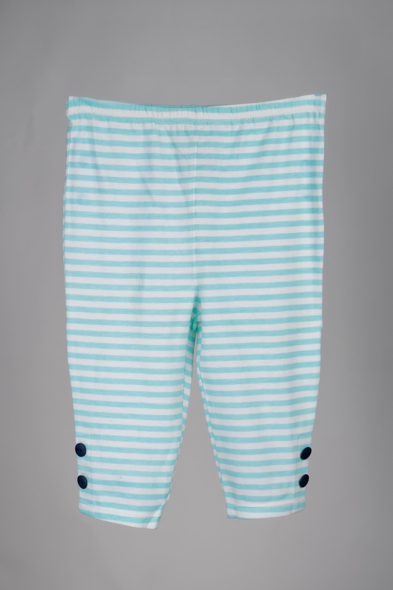 MC Baby - Simple White and Teal Buttoned Leggings Set - MixMax