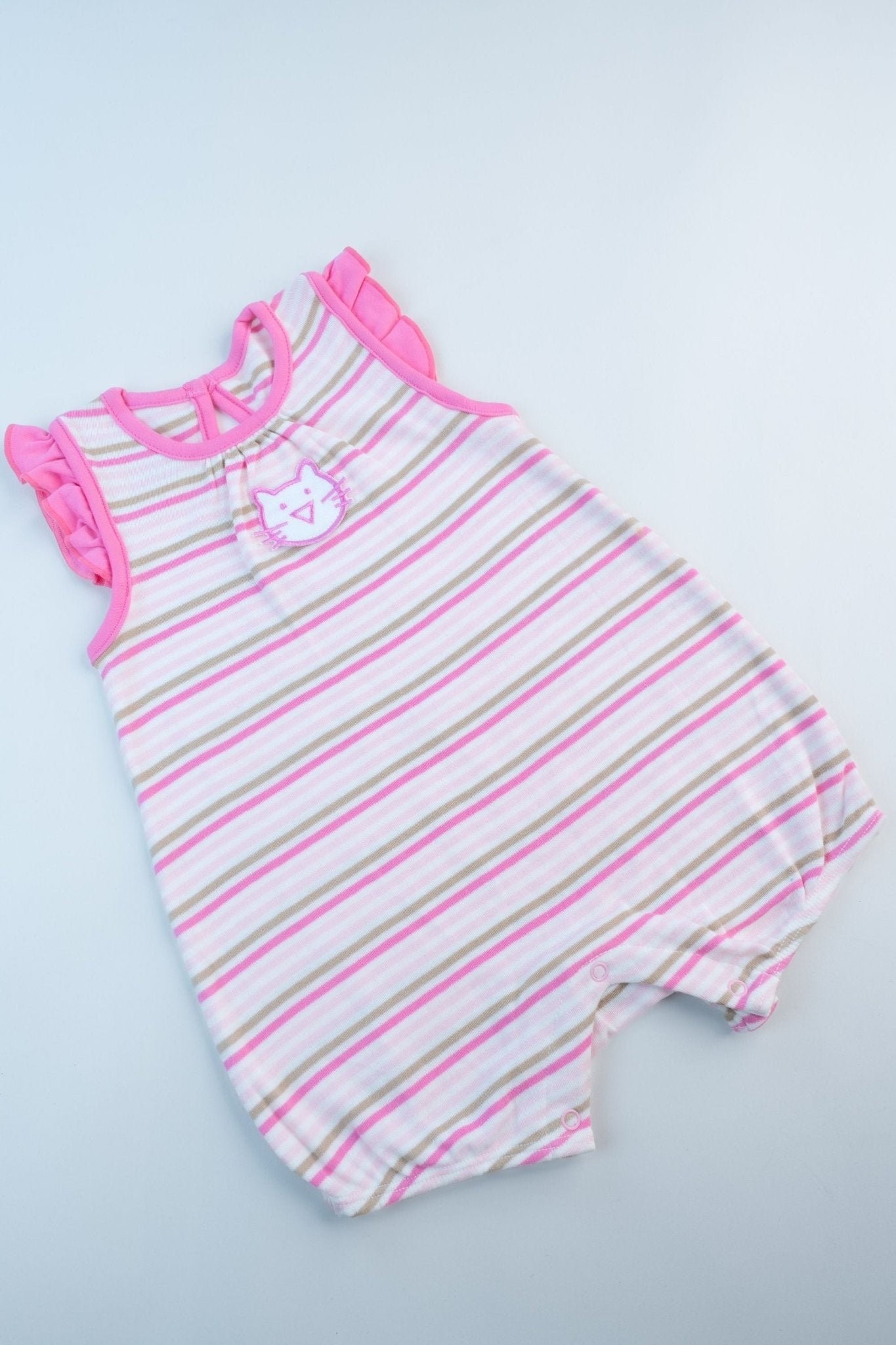 Small Wonders - Cutie Cat Striped Romper (Baby Pink) - MixMax