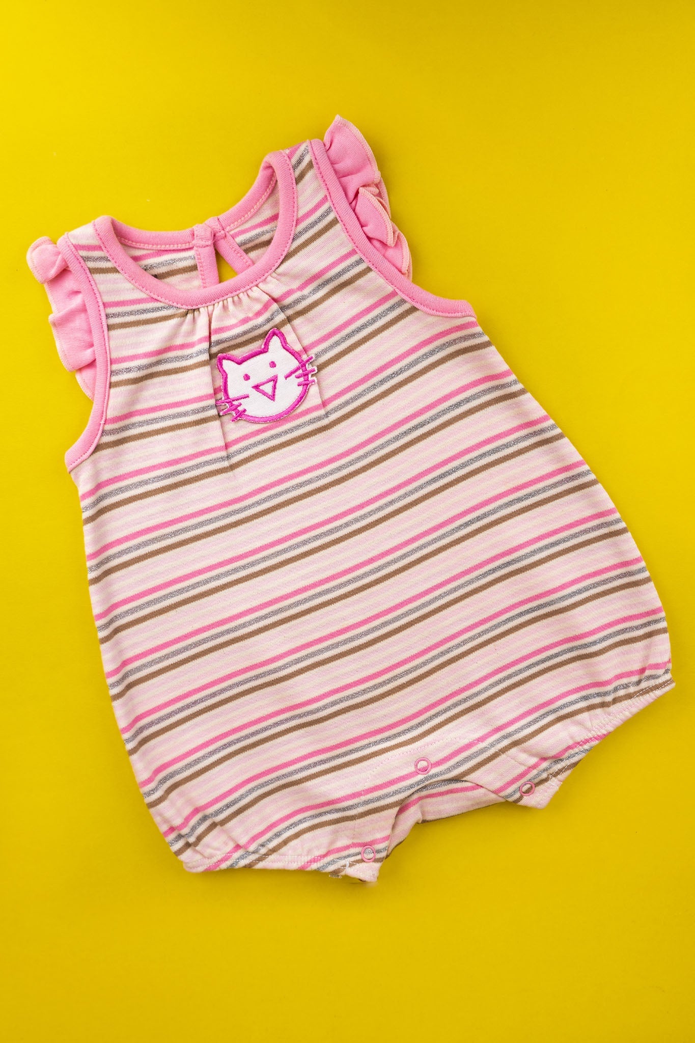 Small Wonders - Cutie Cat Striped Romper (Baby Pink) - MixMax