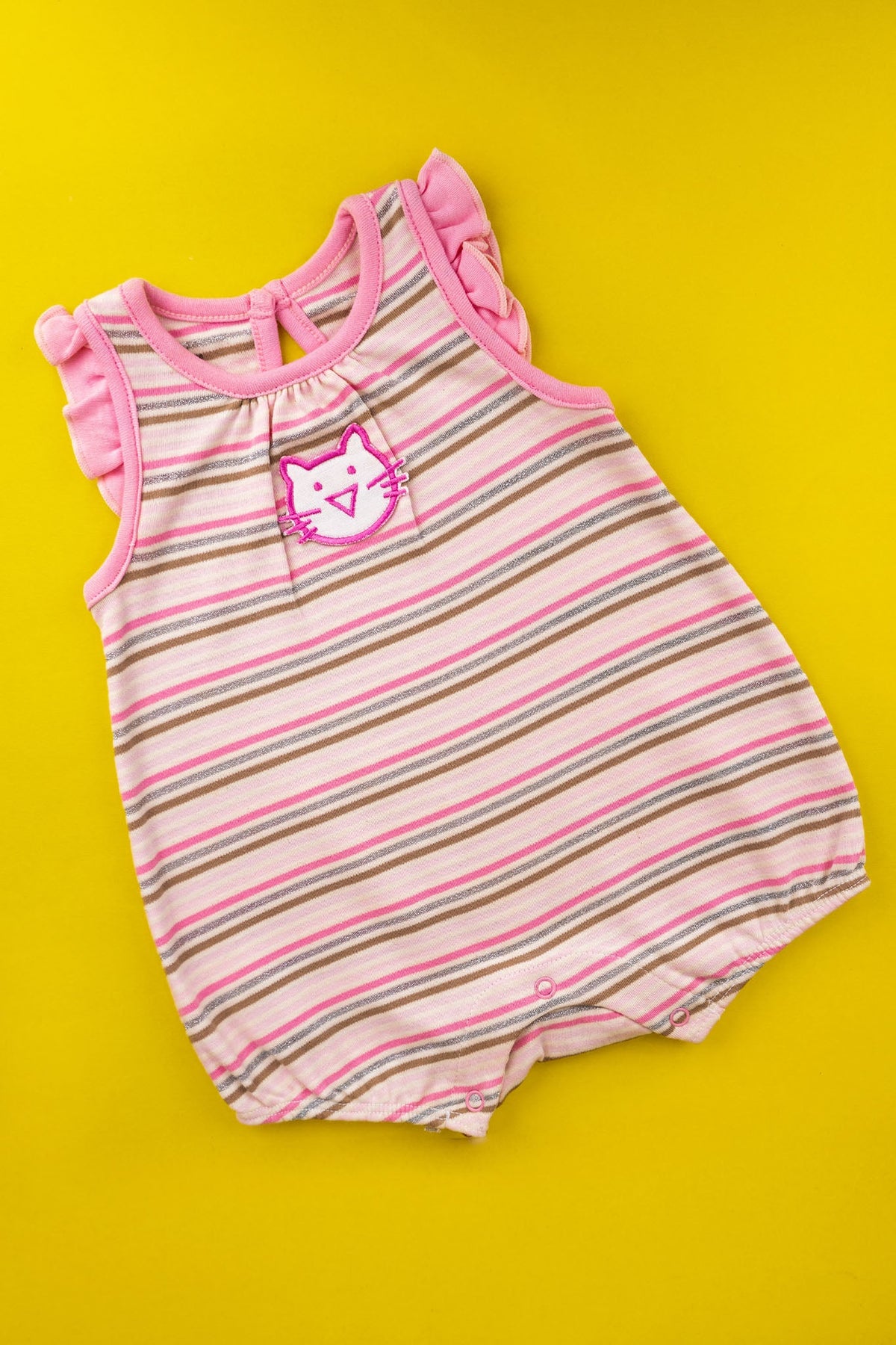 Small Wonders - Cutie Cat Striped Romper (Baby Pink) - MixMax