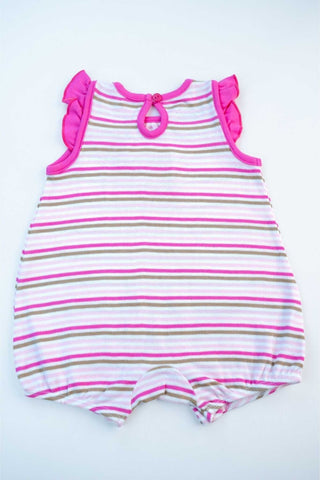 Small Wonders - Cutie Cat Striped Romper (Hot Pink) - MixMax