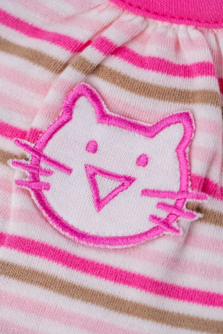 Small Wonders - Cutie Cat Striped Romper (Hot Pink) - MixMax