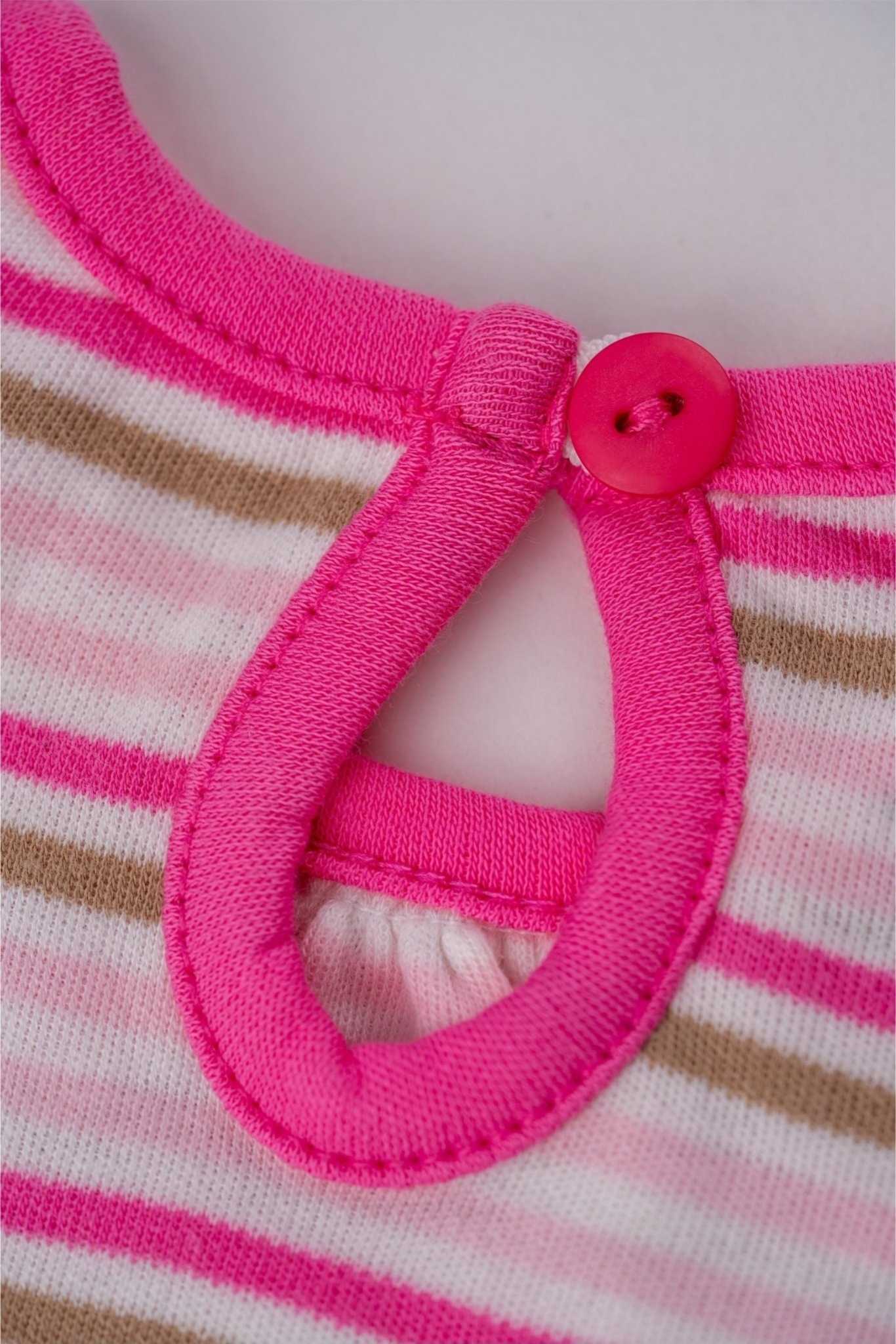 Small Wonders - Cutie Cat Striped Romper (Hot Pink) - MixMax