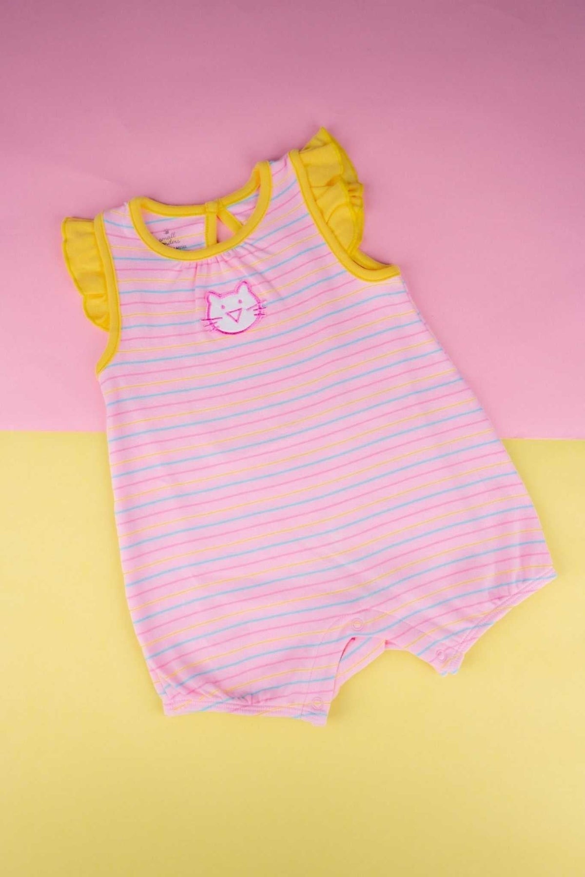 Small Wonders - Cutie Cat Striped Romper (Yellow) - MixMax