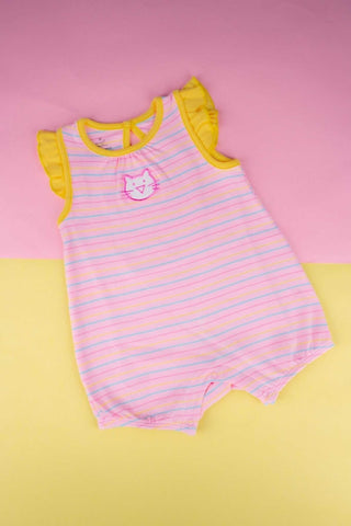 Small Wonders - Cutie Cat Striped Romper (Yellow) - MixMax