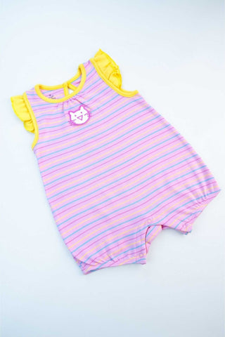 Small Wonders - Cutie Cat Striped Romper (Yellow) - MixMax