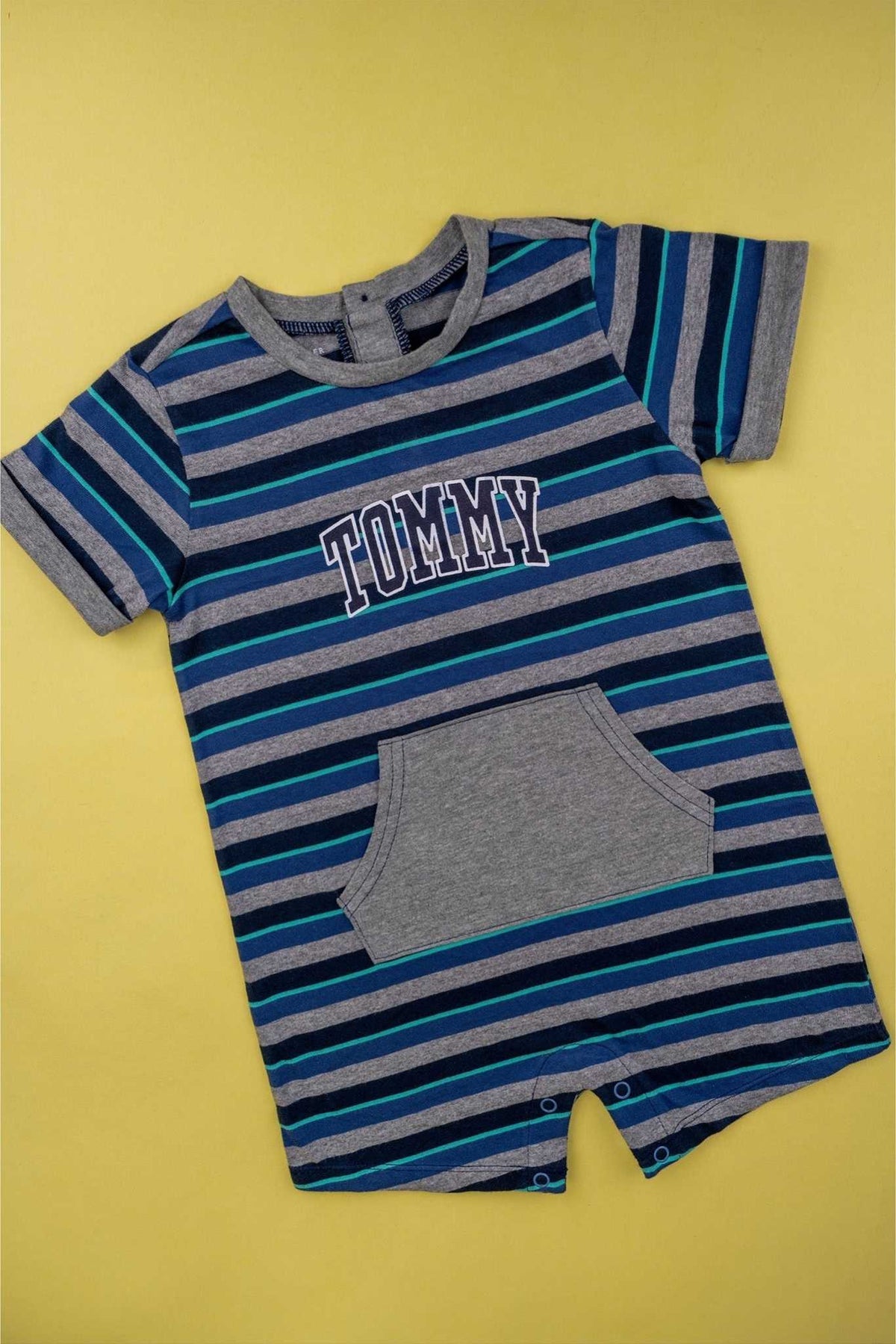 Tommy Hilfiger - Blue and Grey Striped Onesie - MixMax