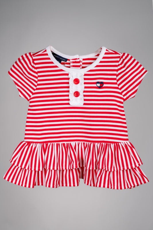 Tommy Hilfiger - Red and White Striped Frock Set - MixMax